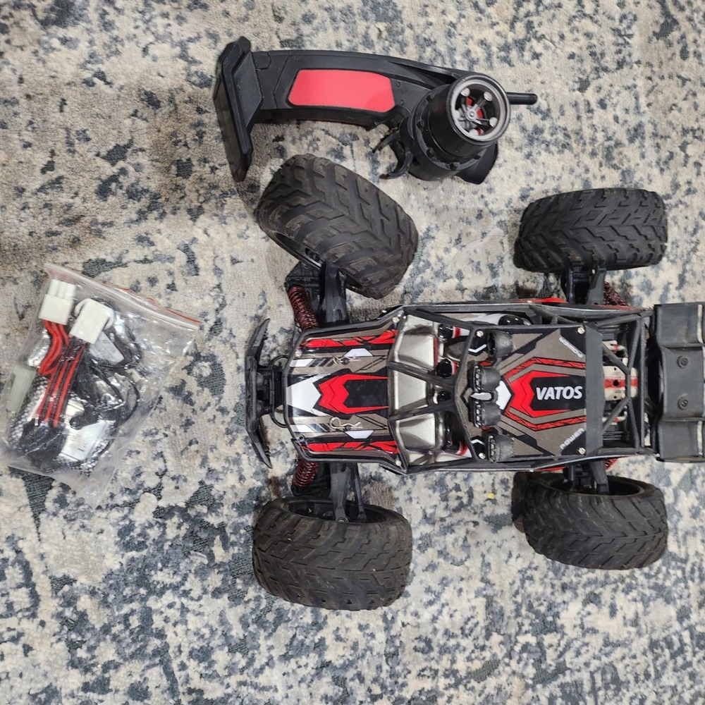 VATOS RC Monster Truck 4WD High Speed Off Road Remote Control Car Red Black 1/16